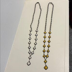 Geometric Chain Necklaces in White and Yellow